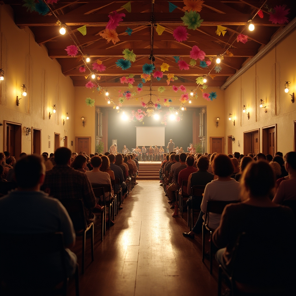 Sala de eveniment local cu public si scena